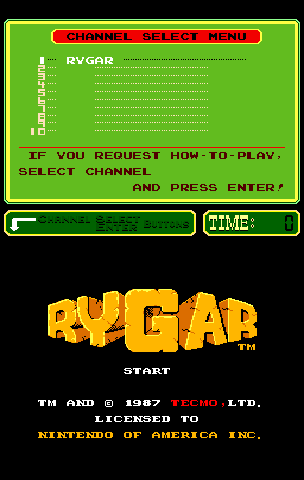 Rygar (PlayChoice-10) Title Screen